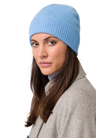 Style Republic Women's 100% Cashmere Beanie - Ribbed, Stretchy, Warm Winter Hat