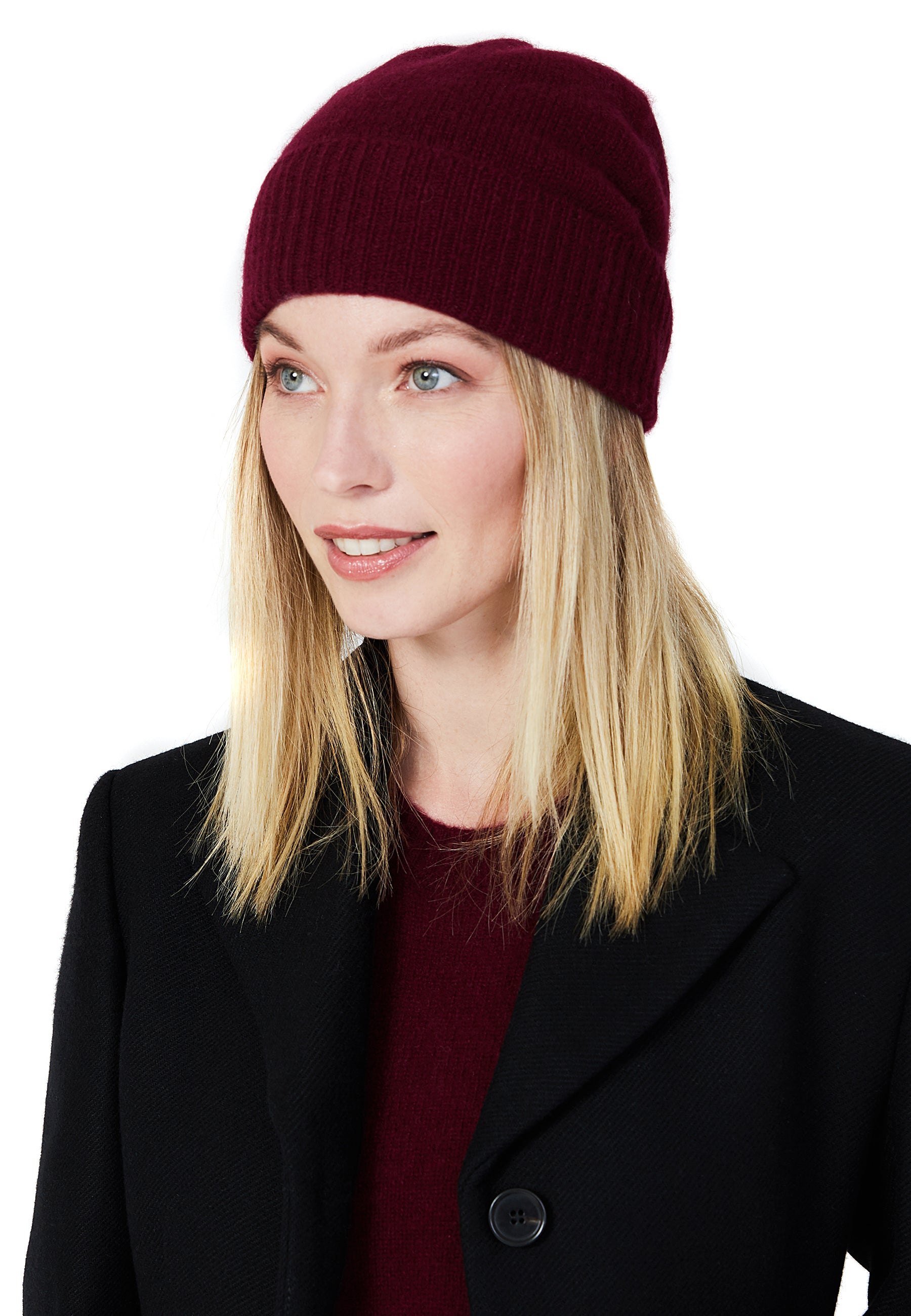 Style Republic 100% Pure Cashmere Women’s Ribbed Cuff Beanie