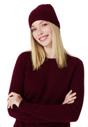 Style Republic Women’s 100% Pure Cashmere Fully Ribbed Beanie