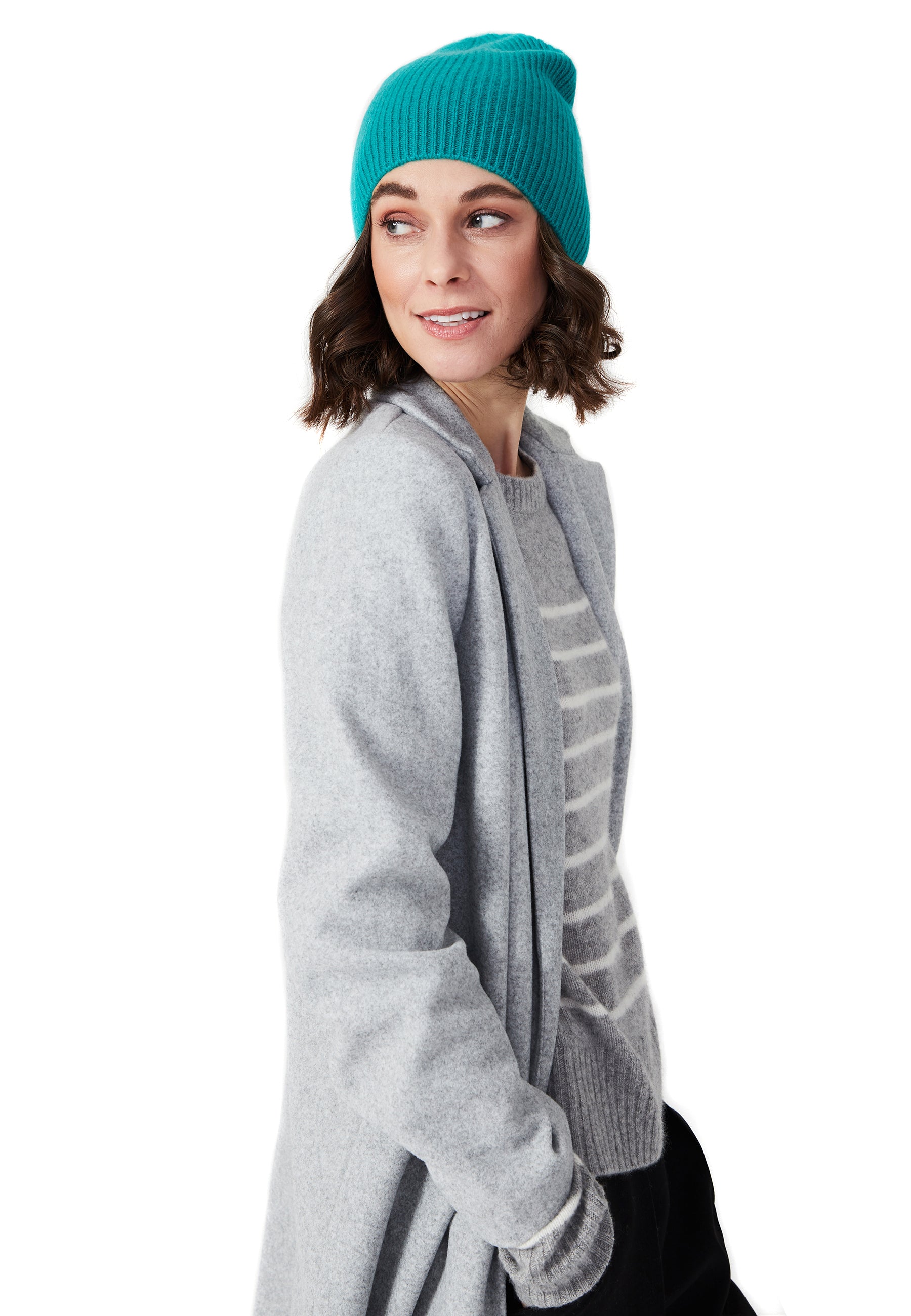 Style Republic Women’s 100% Pure Cashmere Fully Ribbed Beanie