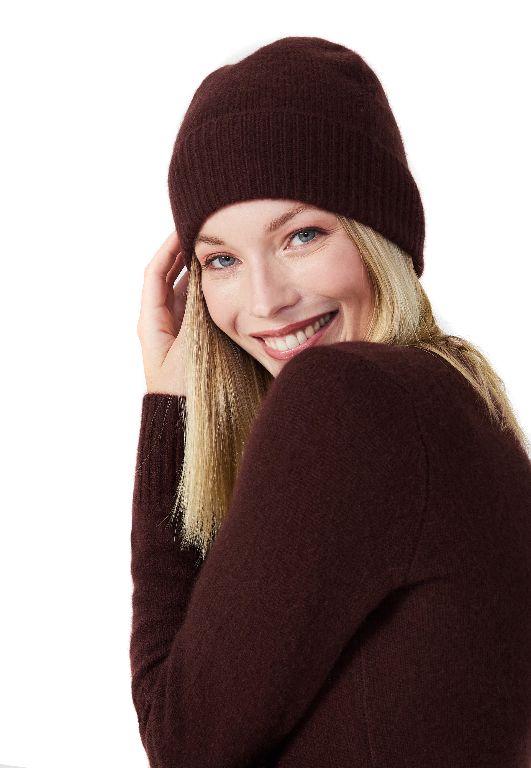 Style Republic 100% Pure Cashmere Women’s Ribbed Cuff Beanie
