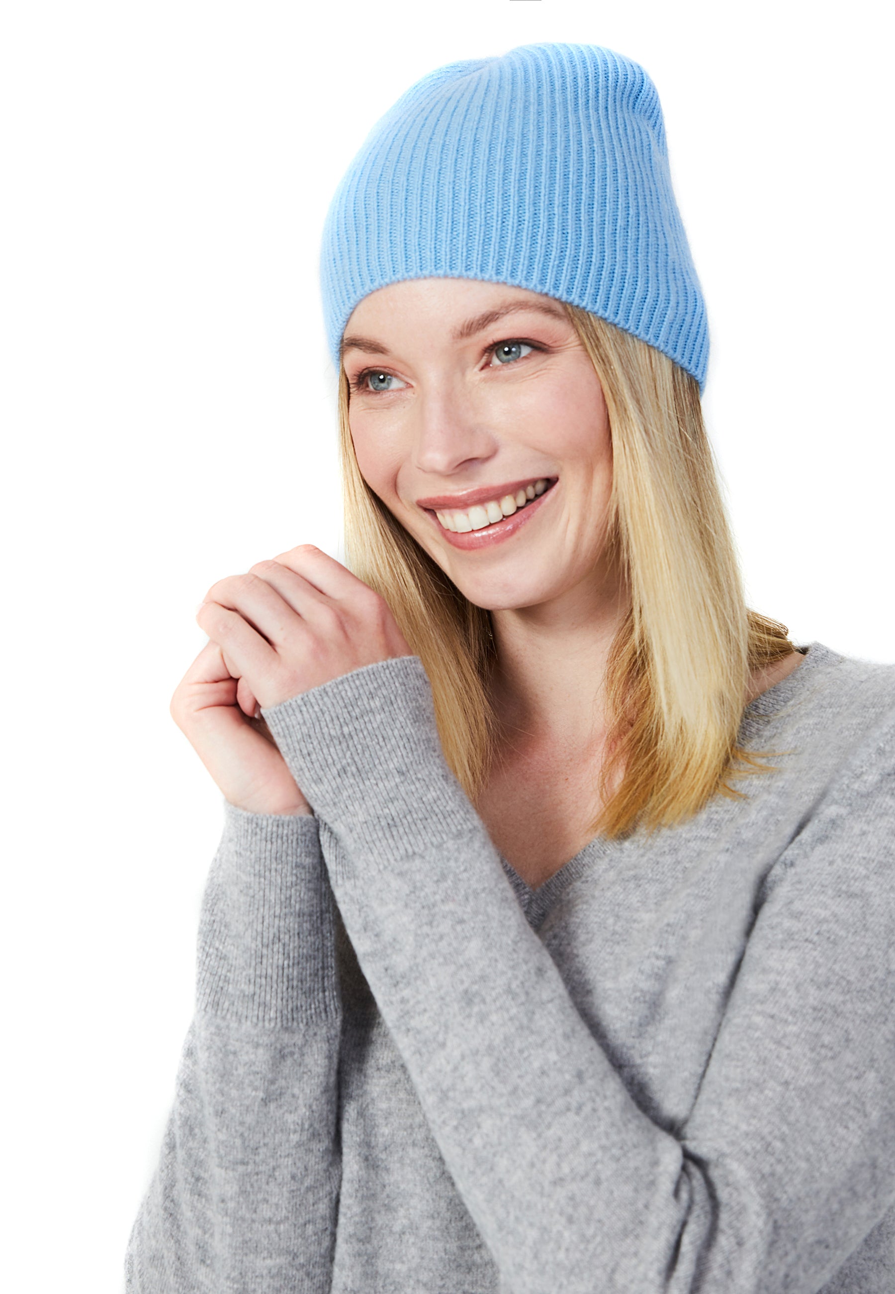 Style Republic Women’s 100% Pure Cashmere Fully Ribbed Beanie