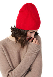 Style Republic Women’s 100% Pure Cashmere Fully Ribbed Beanie