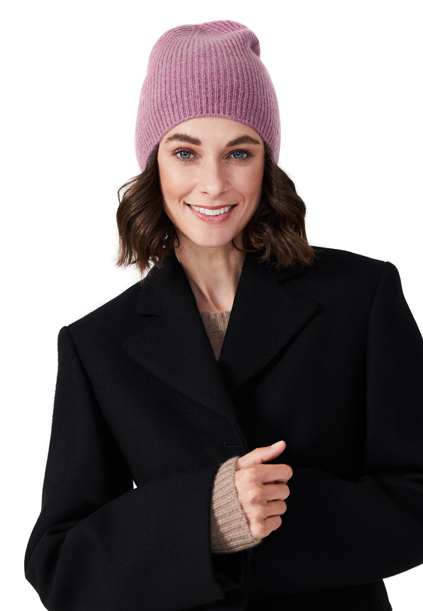 Style Republic Women’s 100% Pure Cashmere Fully Ribbed Beanie