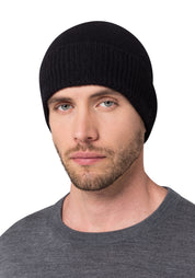 Style Republic Men’s 100% Pure Cashmere Ribbed Edge Beanie