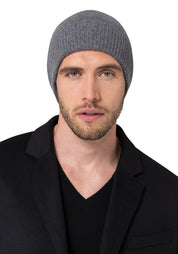 Style Republic Men’s 100% Pure Cashmere Ribbed Edge Beanie