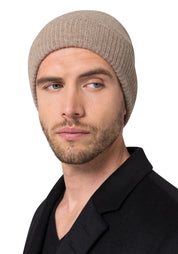 Style Republic Men’s 100% Pure Cashmere Ribbed Edge Beanie