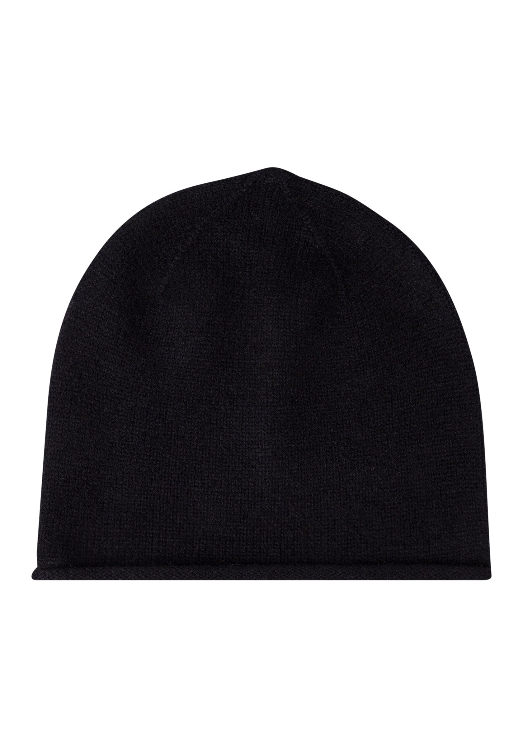 premium cashmere rolled edge women's beanie black