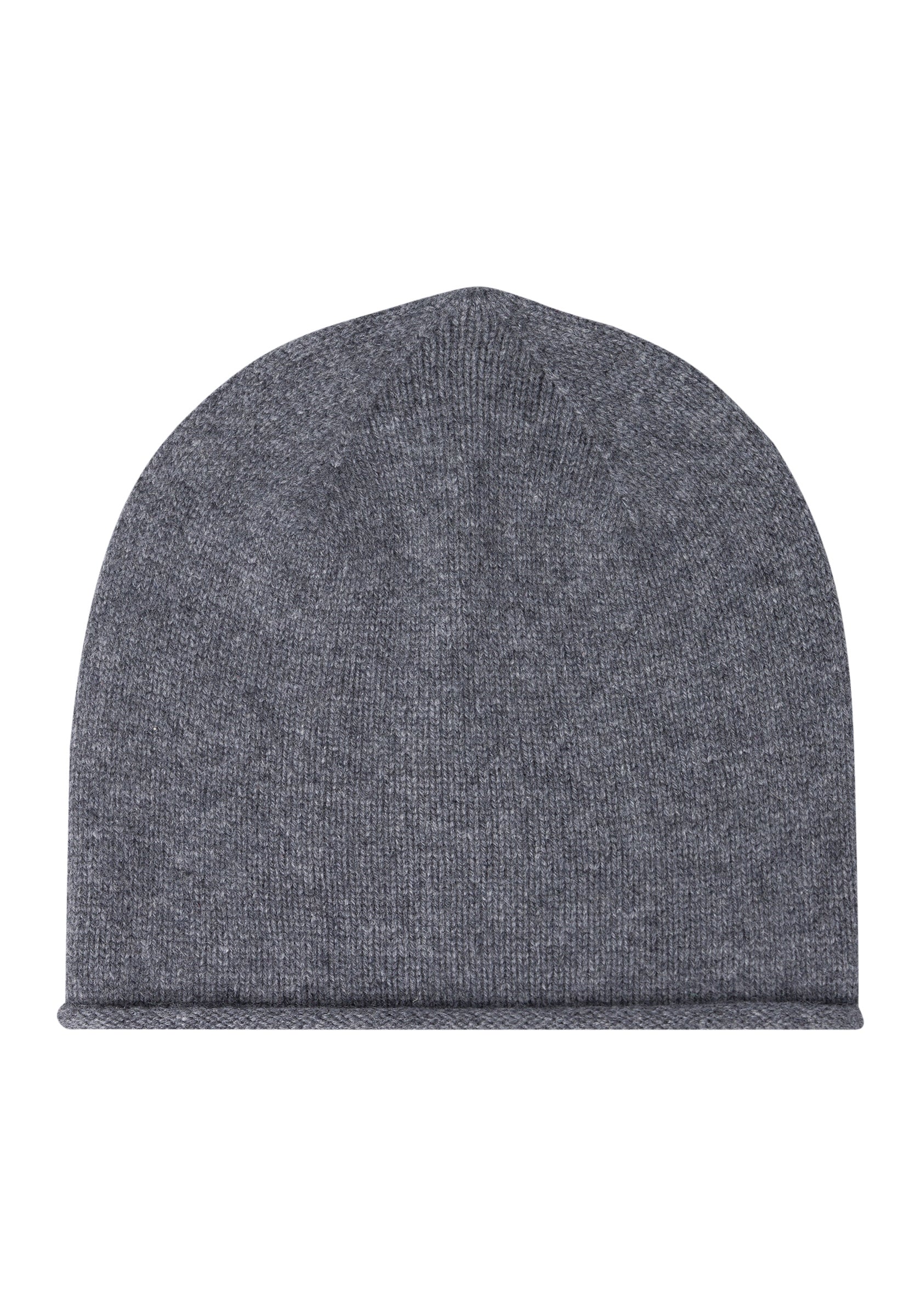 premium cashmere rolled edge women's beanie grey melange