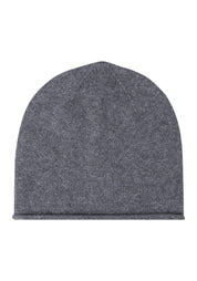 premium cashmere rolled edge women's beanie grey melange