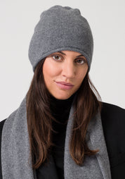 Style Republic Women's Rolled Edge Beanie - Premium Cashmere