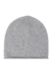 premium cashmere rolled edge women's beanie light grey melange