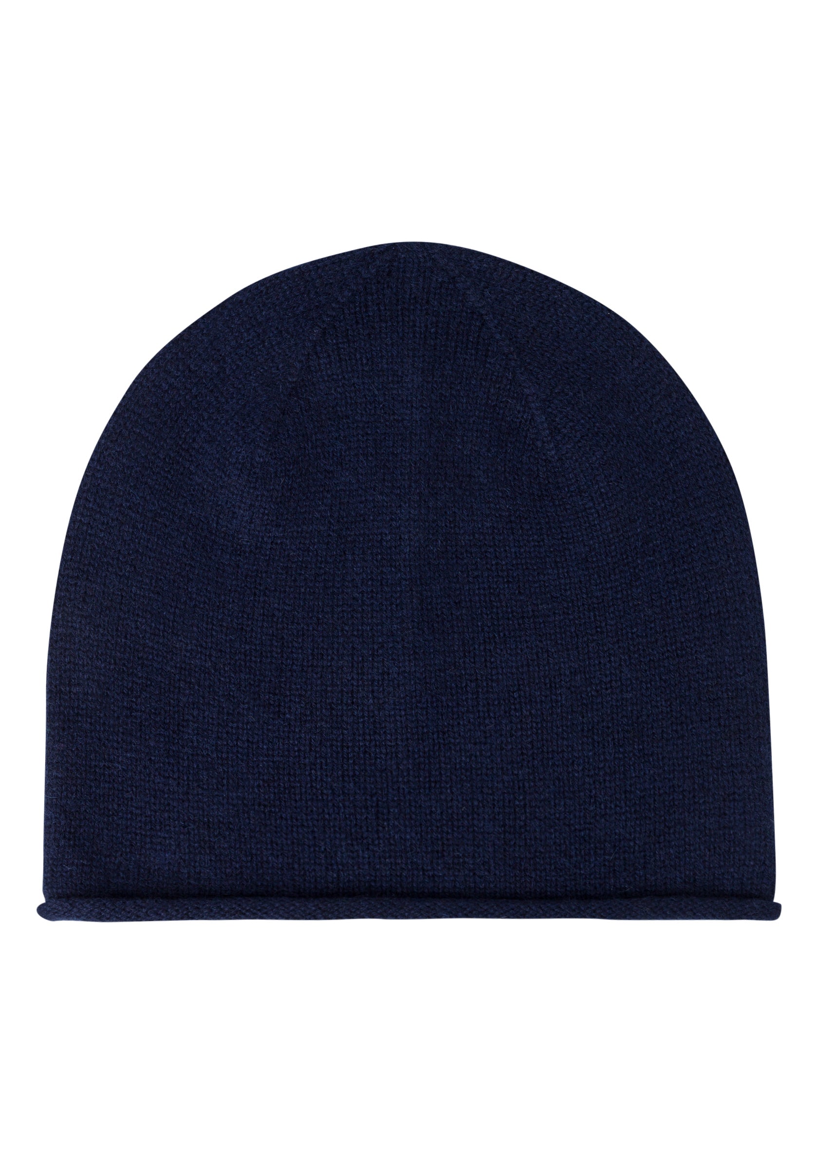 premium cashmere rolled edge women's beanie navy