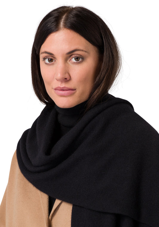Women's Premium Cashmere knitted scarf black 
