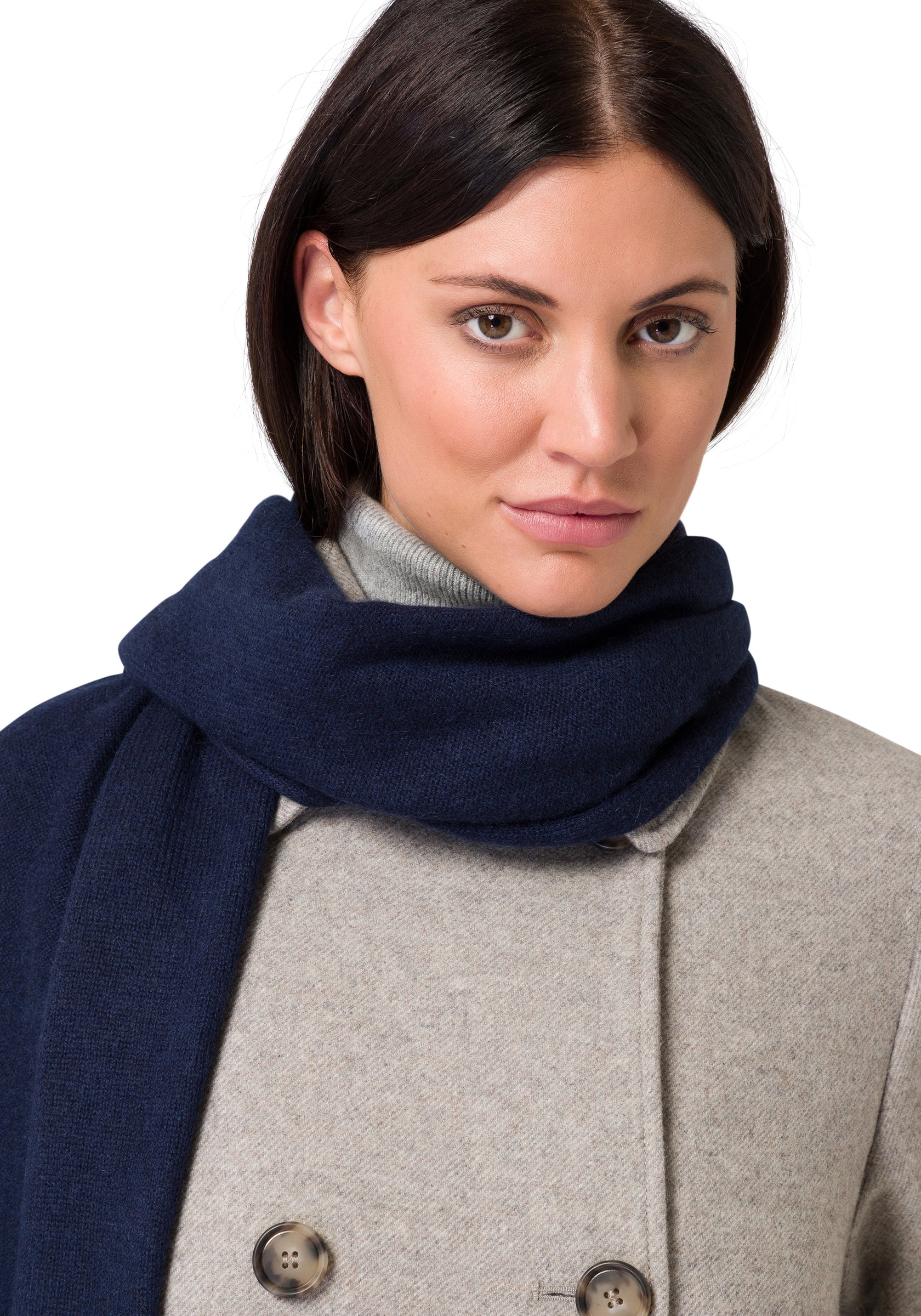Women's Premium Cashmere knitted scarf navy