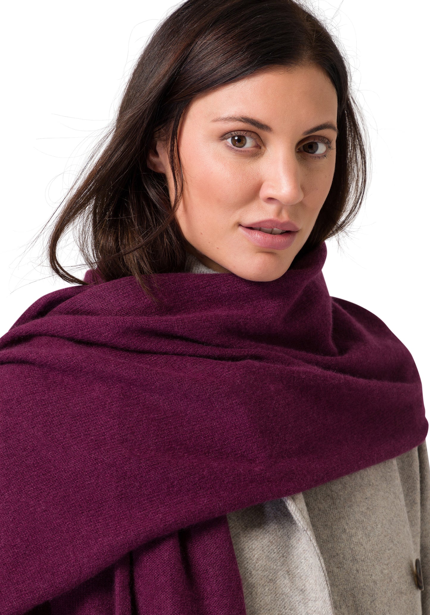 Women's Premium Cashmere knitted scarf plum