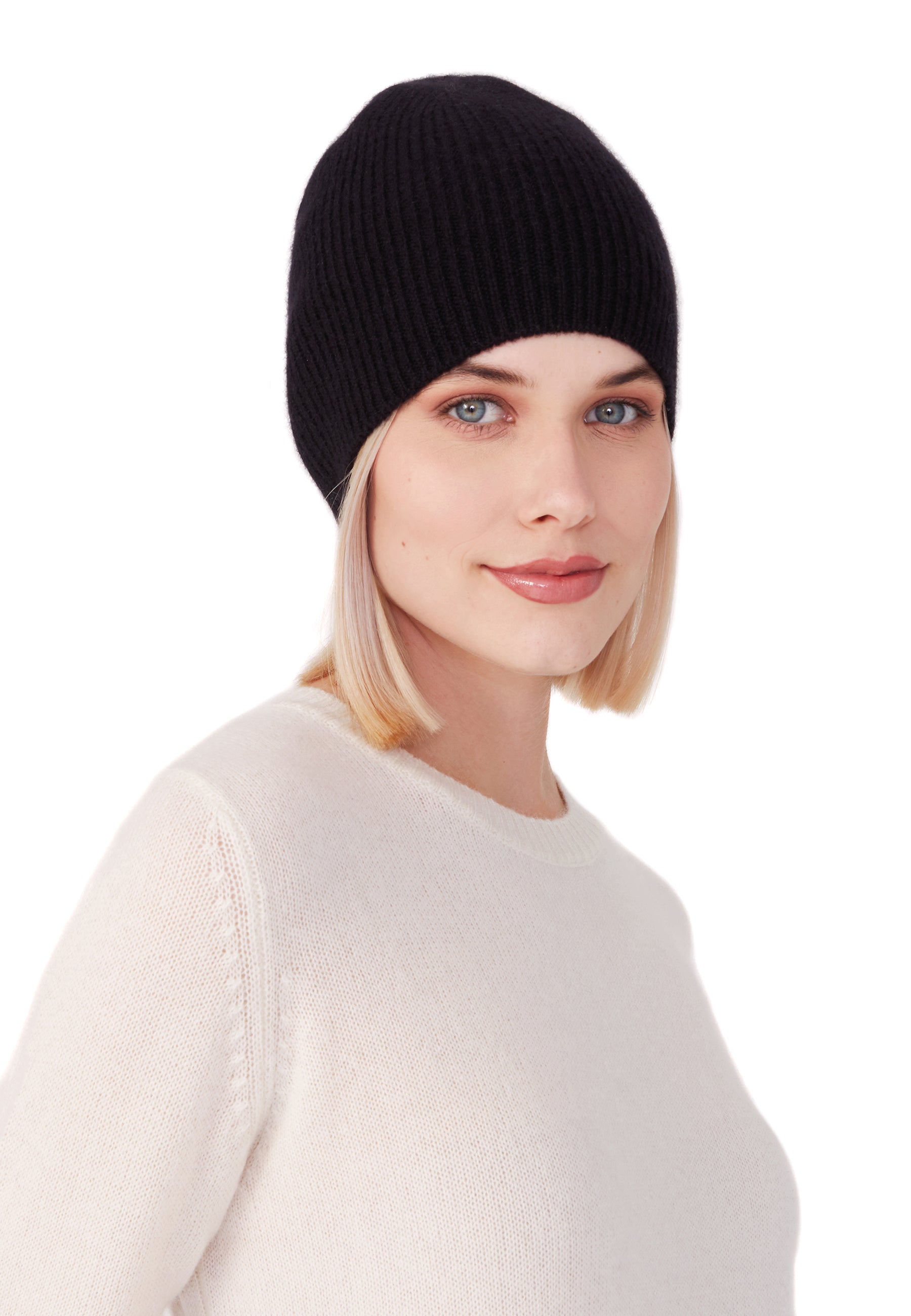 Style Republic Women’s 100% Pure Cashmere Fully Ribbed Beanie