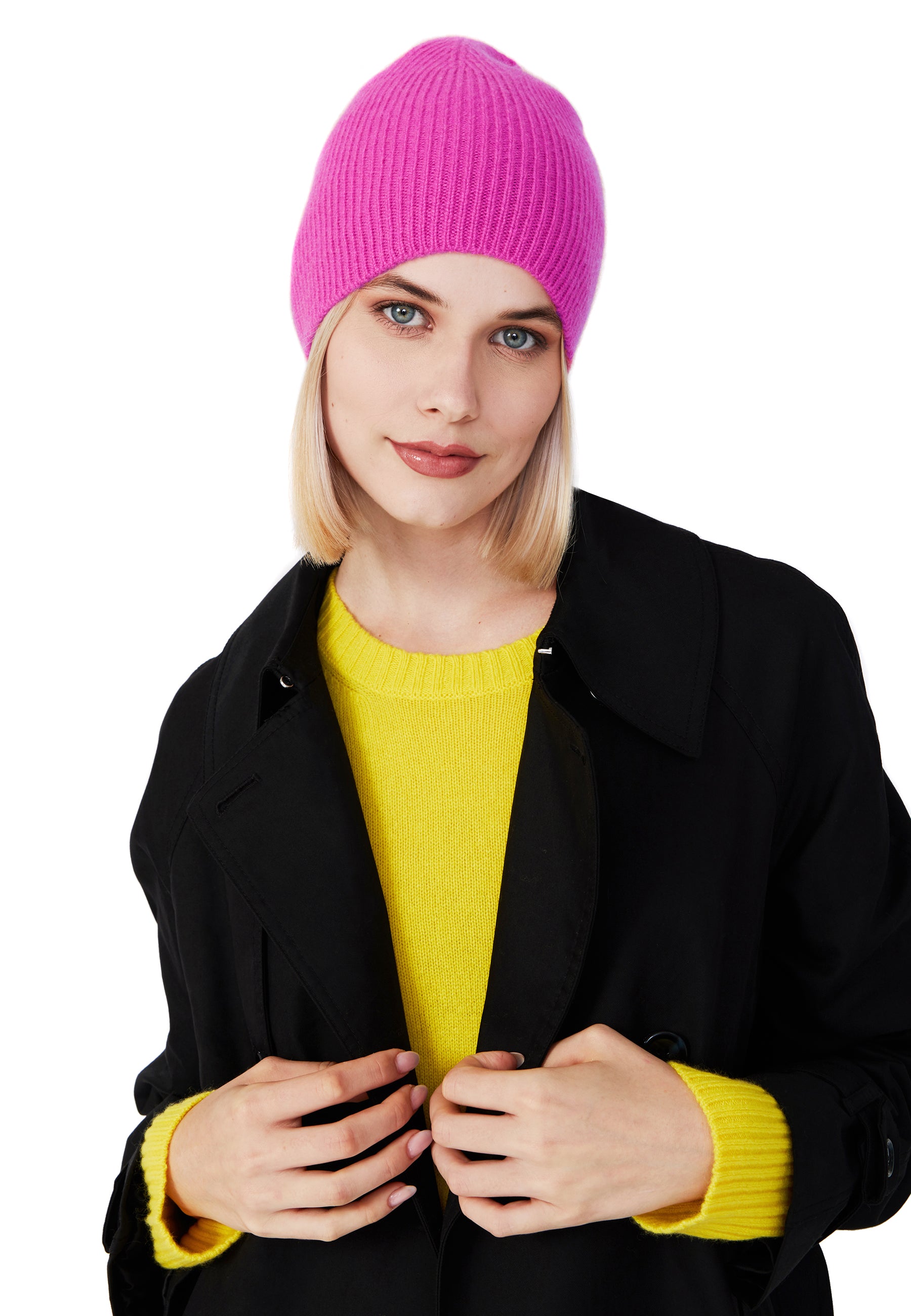 Style Republic Women’s 100% Pure Cashmere Fully Ribbed Beanie