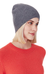 Style Republic Women’s 100% Pure Cashmere Fully Ribbed Beanie