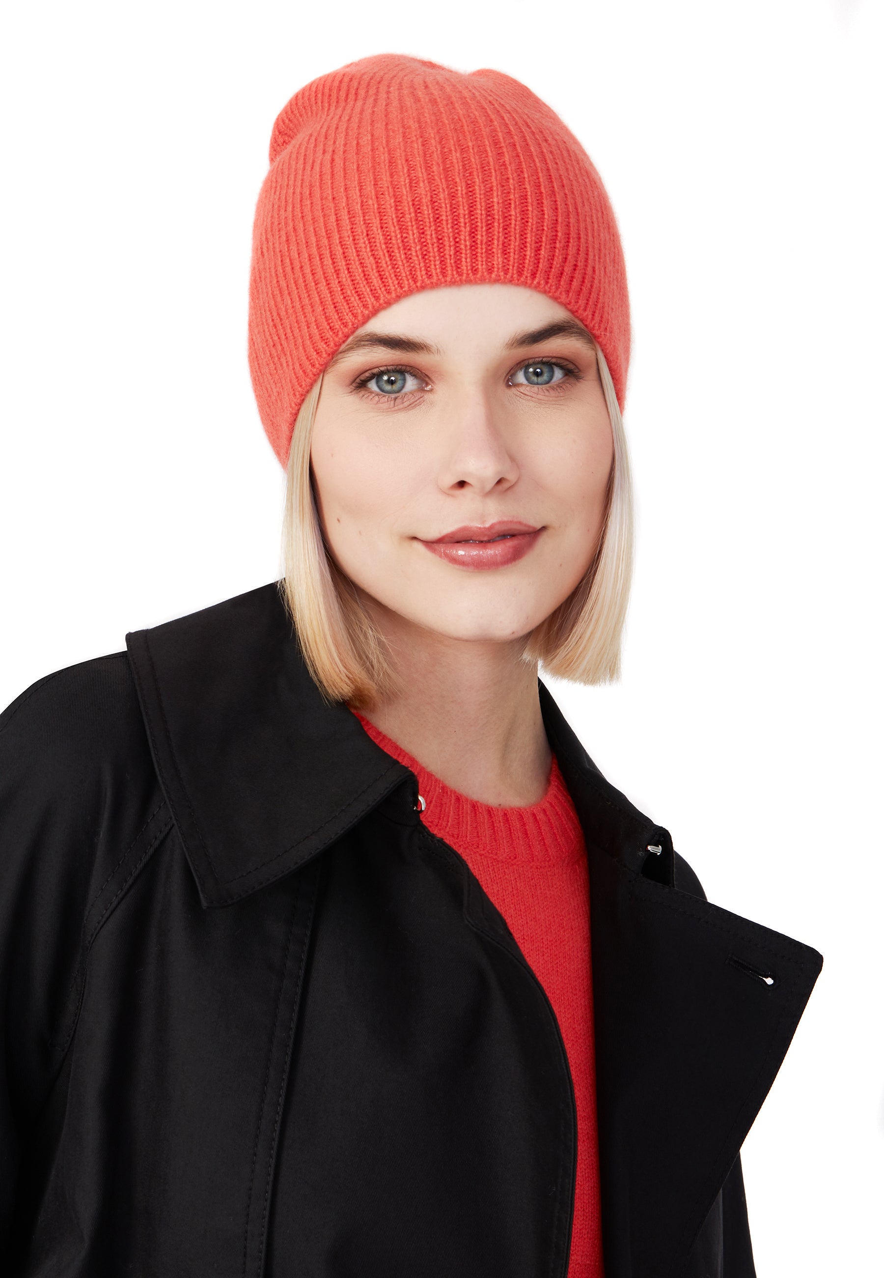 Style Republic Women’s 100% Pure Cashmere Fully Ribbed Beanie