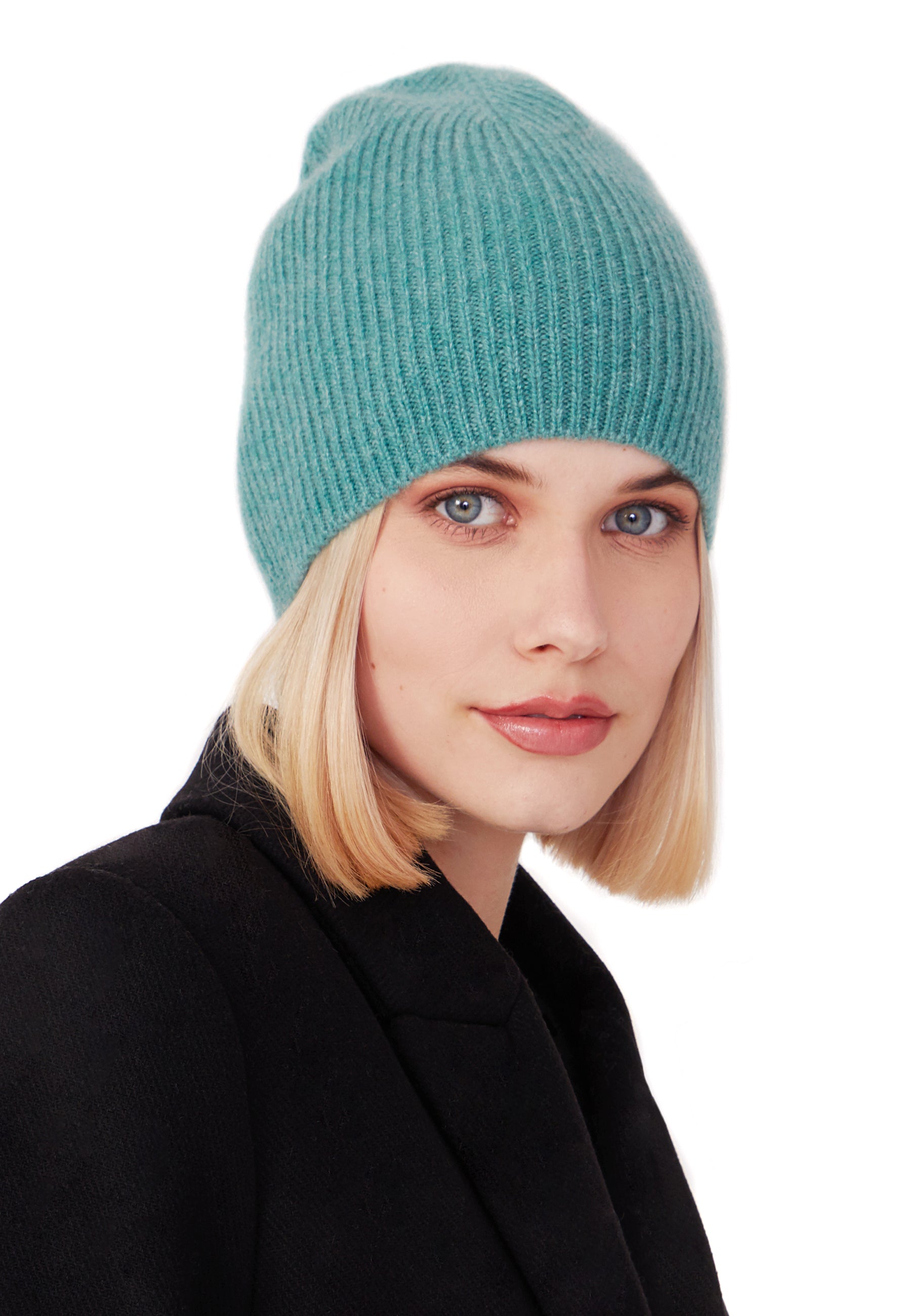 Style Republic Women’s 100% Pure Cashmere Fully Ribbed Beanie