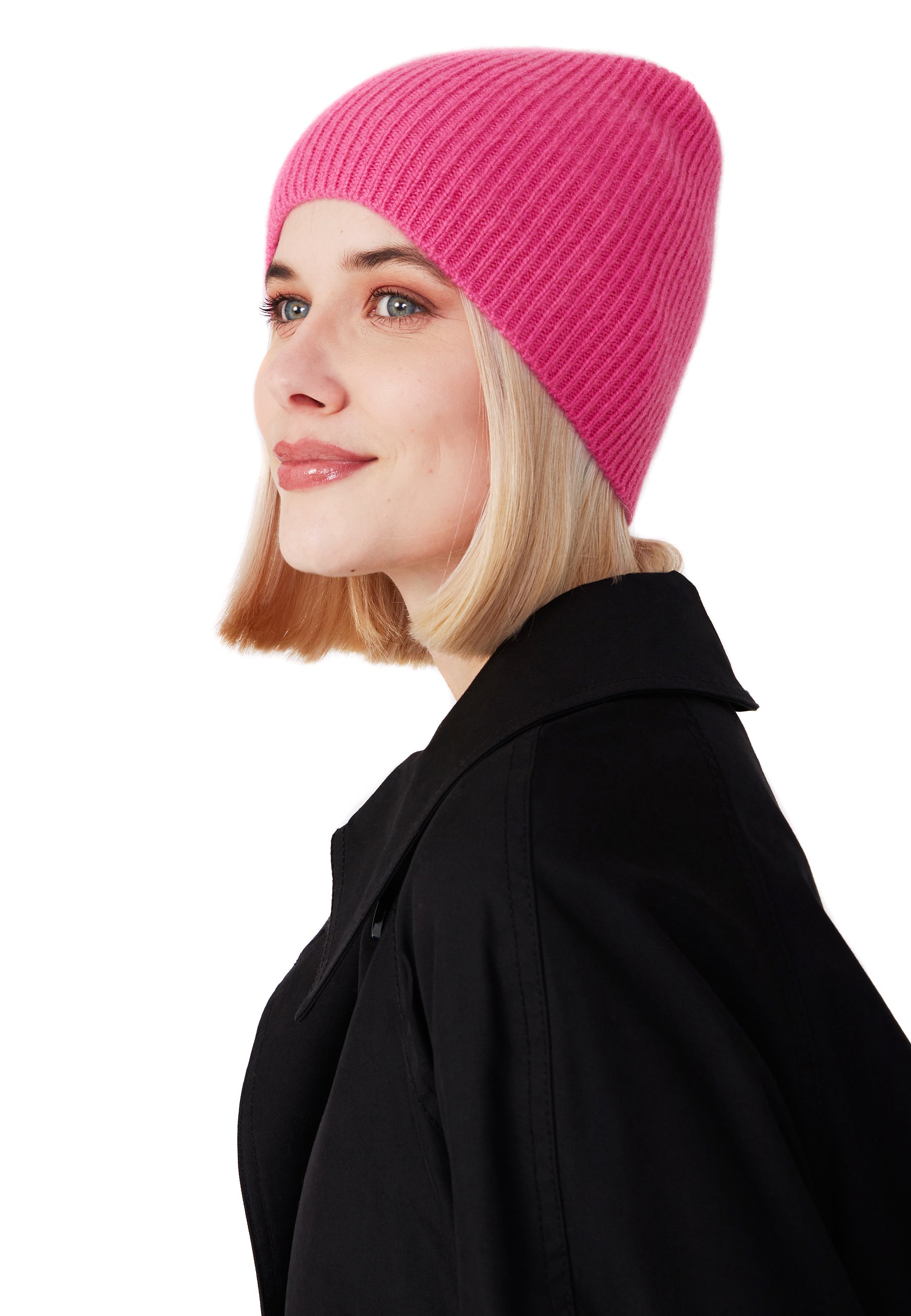 Style Republic Women’s 100% Pure Cashmere Fully Ribbed Beanie