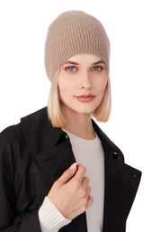 Style Republic Women’s 100% Pure Cashmere Fully Ribbed Beanie