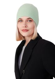 Style Republic Women’s 100% Pure Cashmere Fully Ribbed Beanie