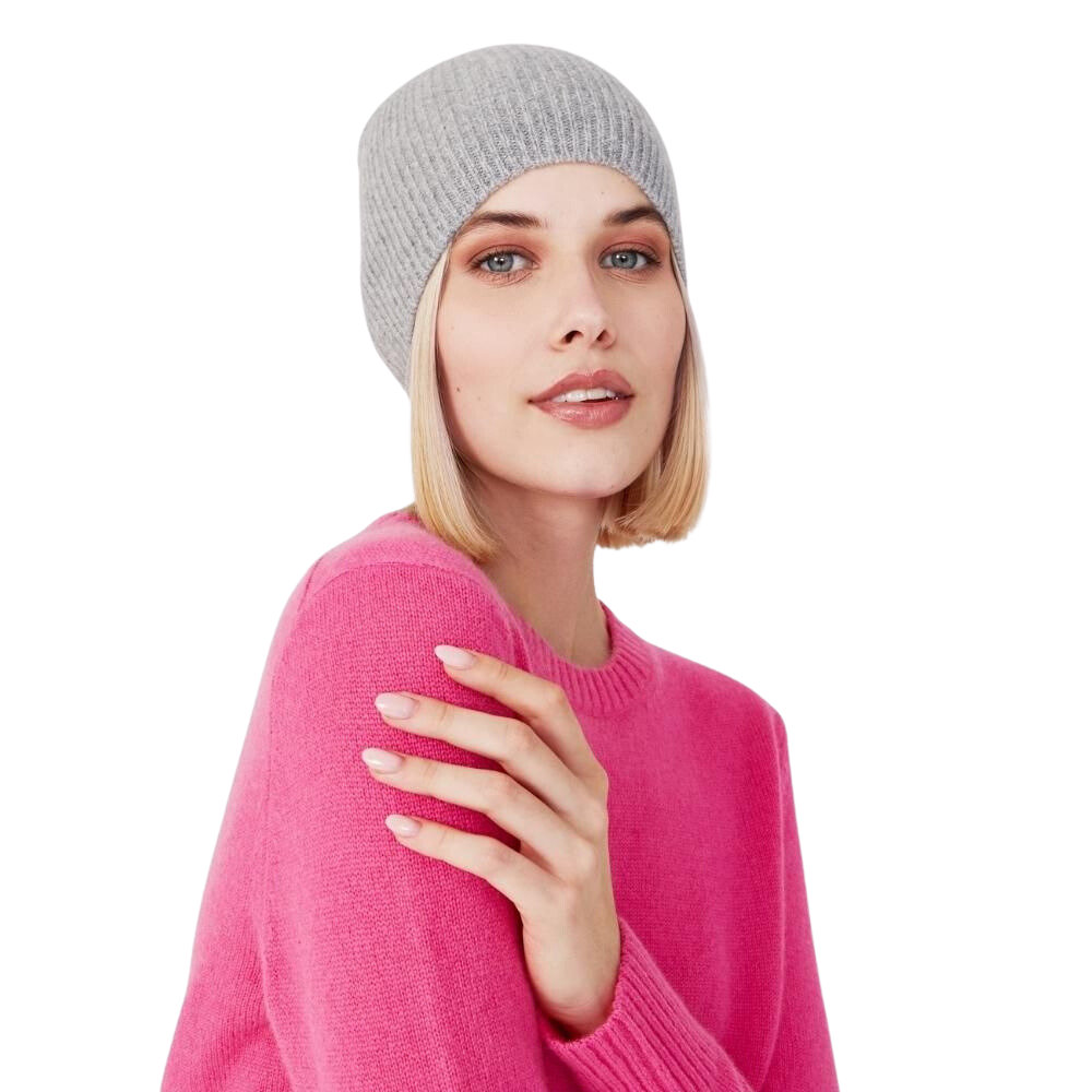 Style Republic Women’s 100% Pure Cashmere Fully Ribbed Beanie