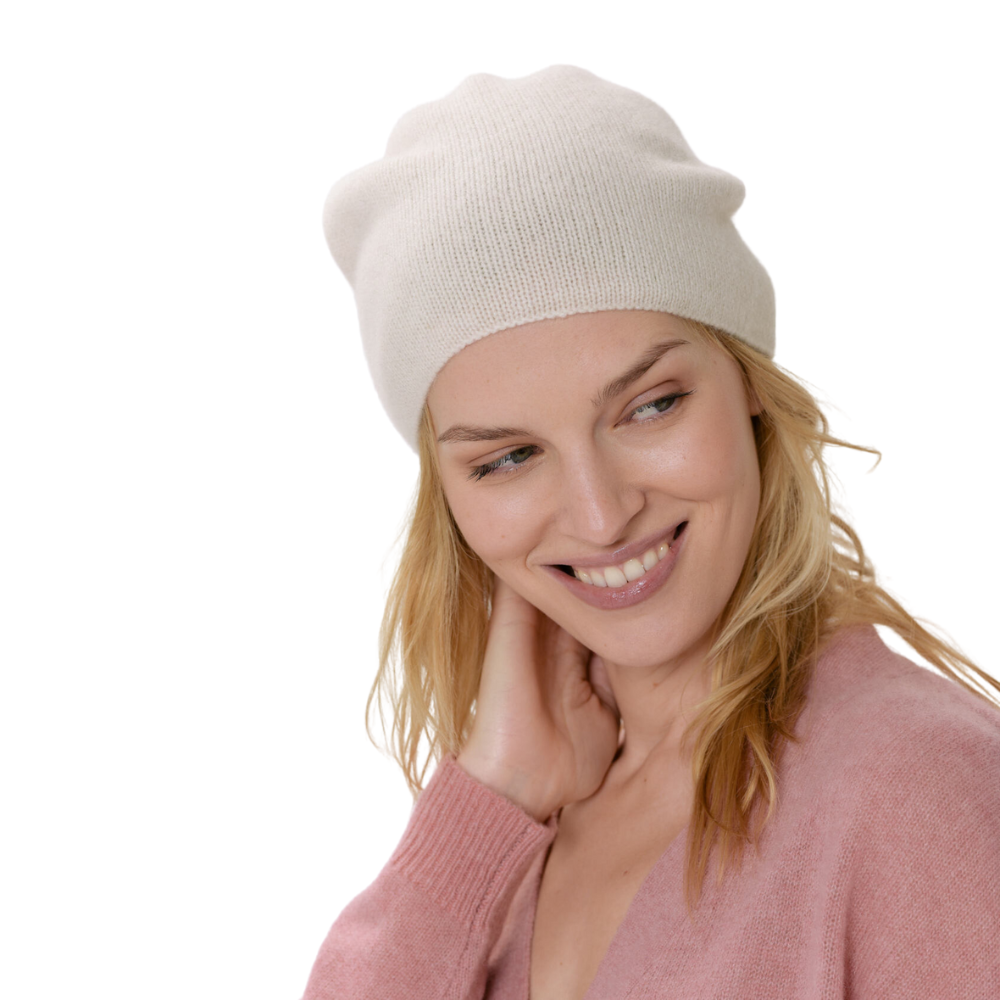 Style Republic Women's Rolled Edge Beanie - Premium Cashmere